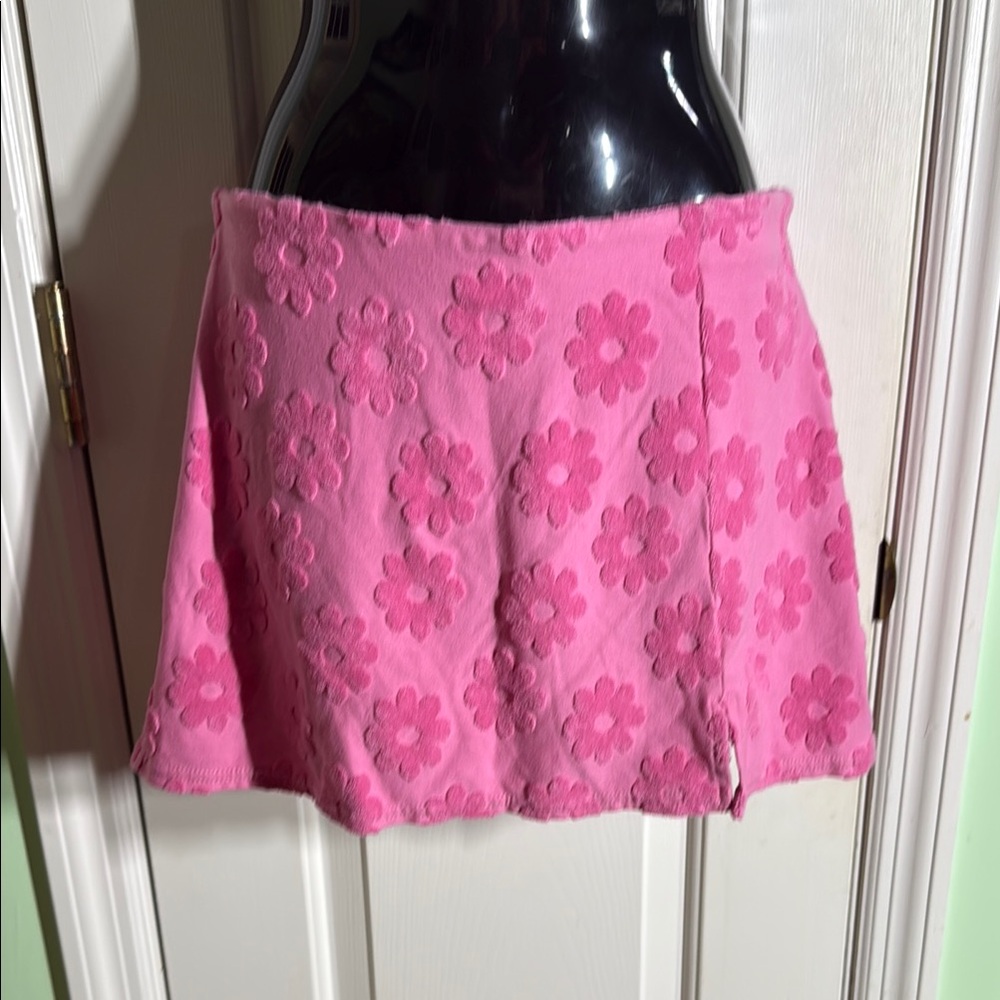 American Eagle Outfitters Pink Flower Power Terry Mini Skirt Size Small